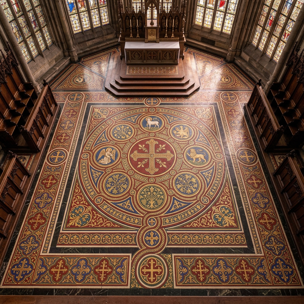 Cologne Cathedral floor mosaic details