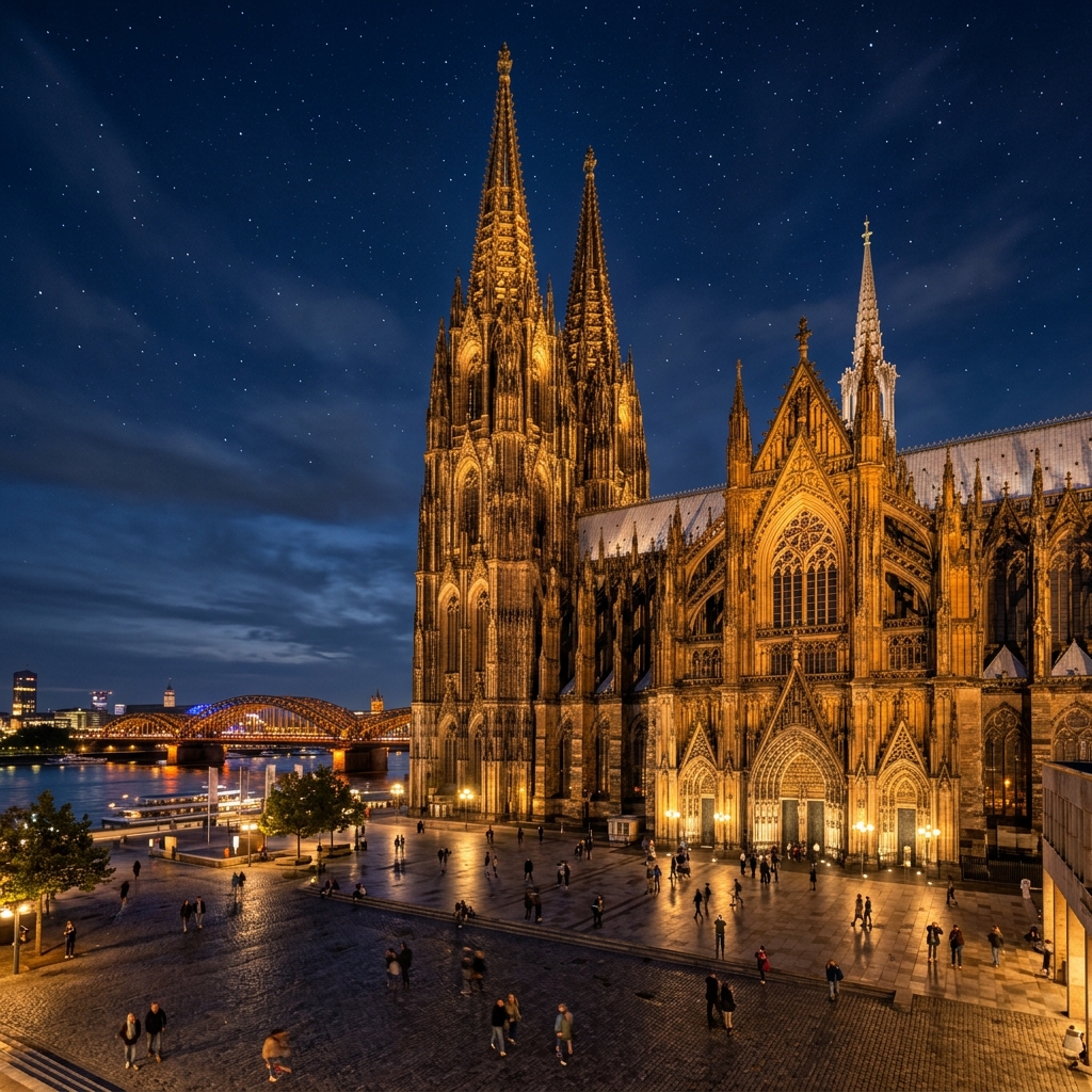 Cologne Cathedral night illumination