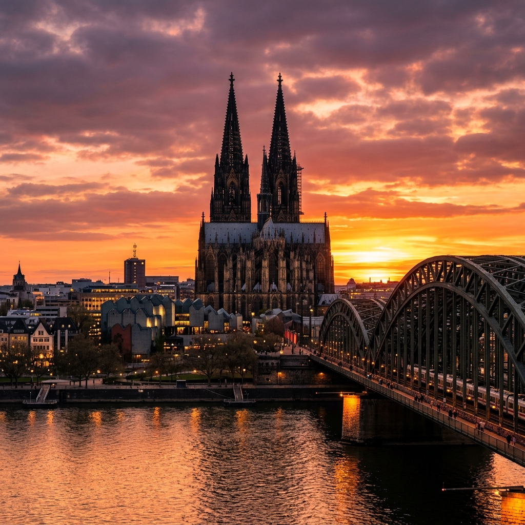 Cologne Cathedral sunset exterior